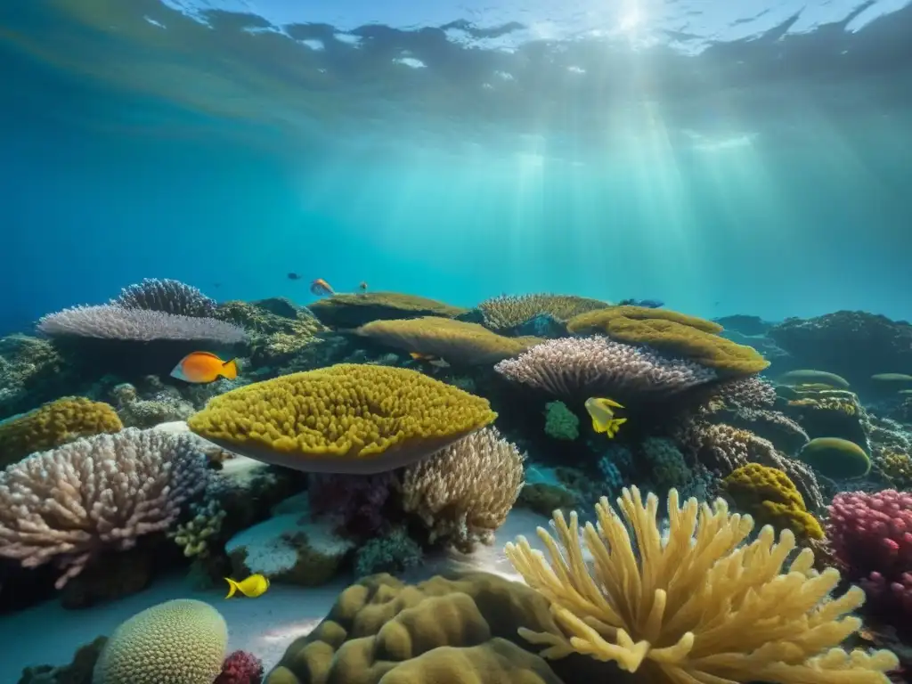 Un ecosistema marino vibrante y saludable, mostrando la belleza de la vida marina en un océano cristalino