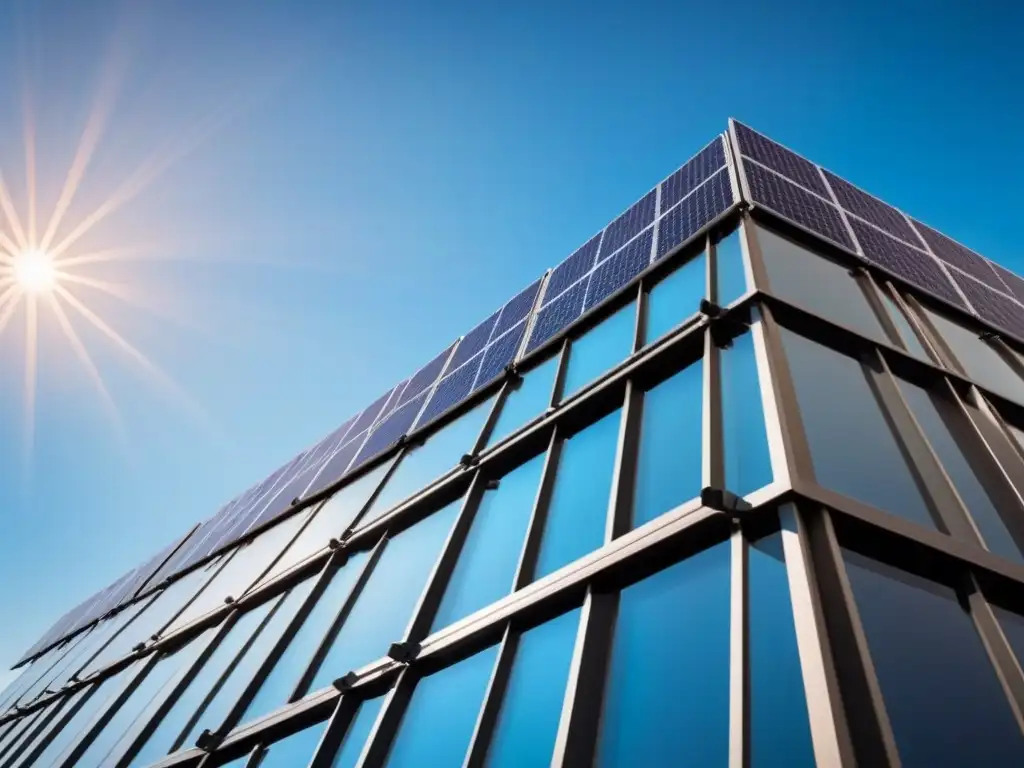 Un edificio moderno con paneles solares integrados, ideal para negocios sostenibles