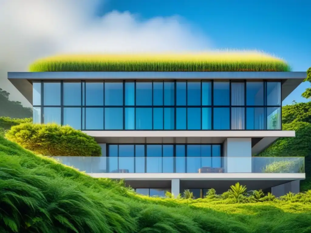 Edificio sostenible con ventilación natural y diseño ecofriendly en armonía con la naturaleza