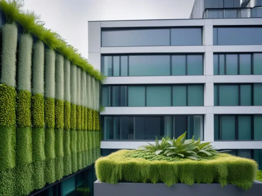 Edificio urbano con jardín vertical, fusionando naturaleza y arquitectura