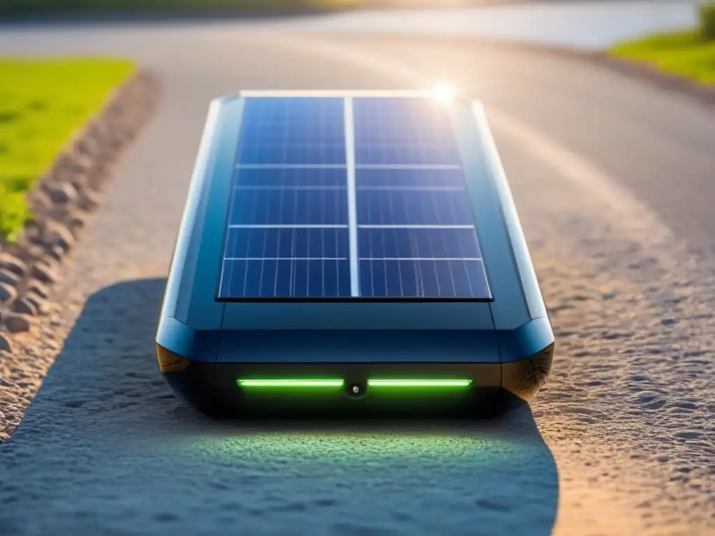 Un elegante cargador solar portátil para vehículos eléctricos, eficiente y sostenible