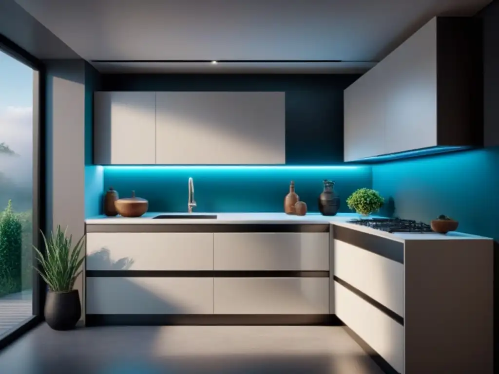 Elegante cocina moderna con electrodomésticos eficientes, un balance perfecto entre estilo y funcionalidad