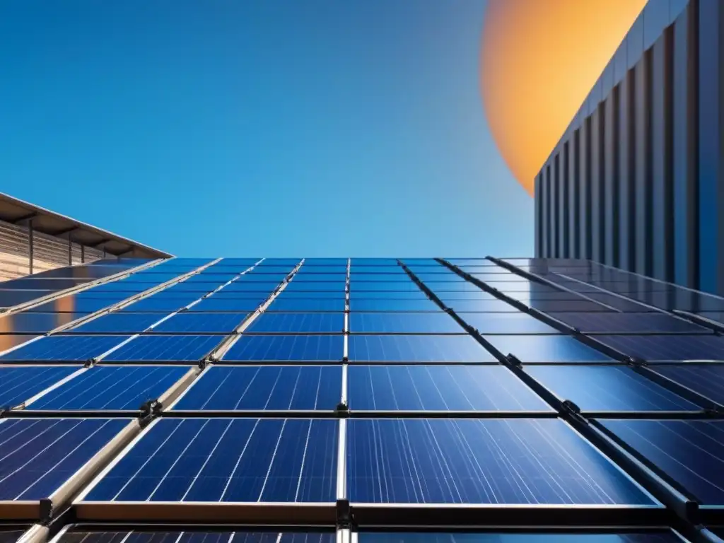 Elegante diseño de paneles solares integrados en edificio moderno