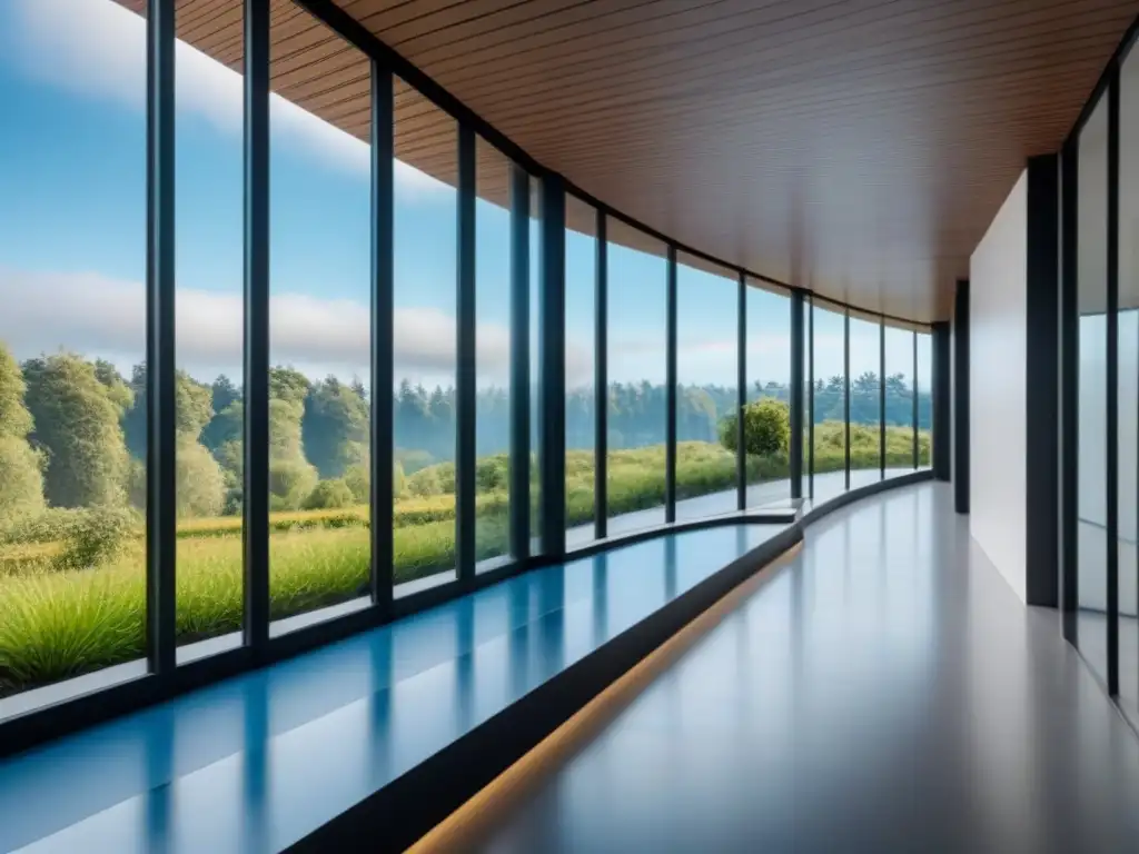 Elegante edificio sostenible con ventilación natural y armonía con la naturaleza