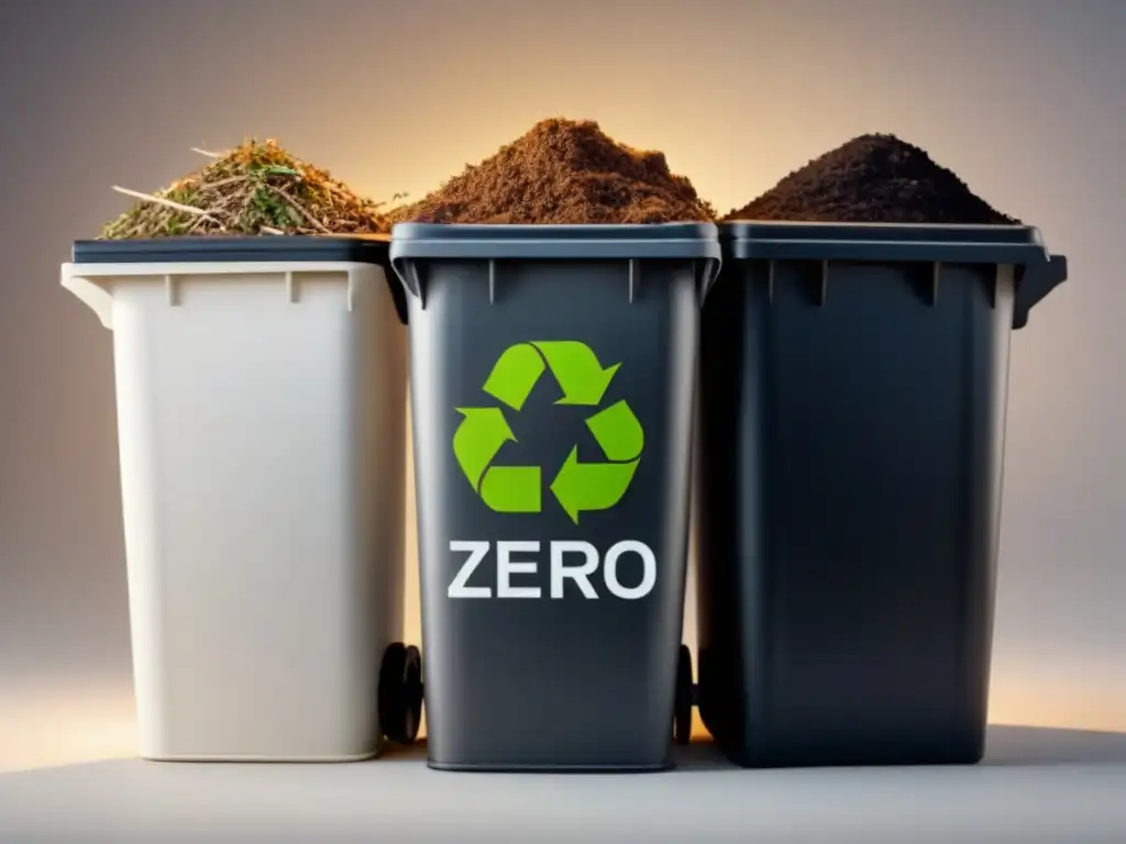 Ilustración elegante y moderna de los pilares del Zero Waste: reducir, reutilizar, reciclar y compostar