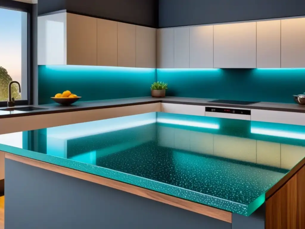 Encantadora encimera de cocina de materiales sostenibles, estilo de vida elegante y moderno