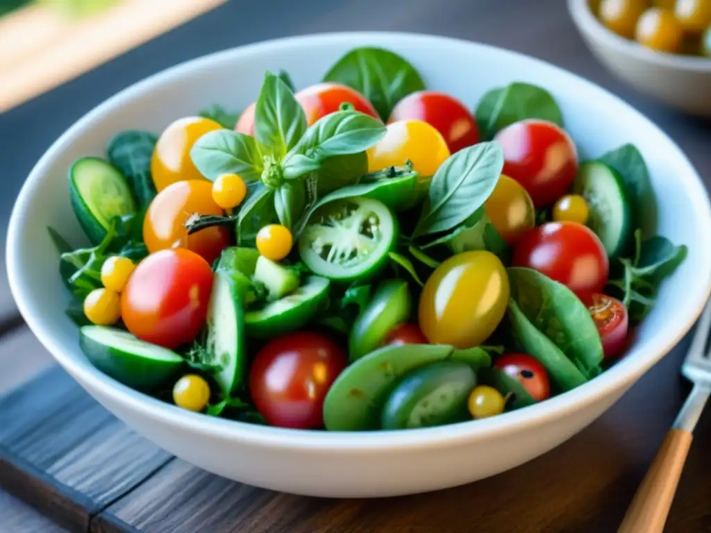 Ensalada fresca y vibrante con ingredientes sostenibles