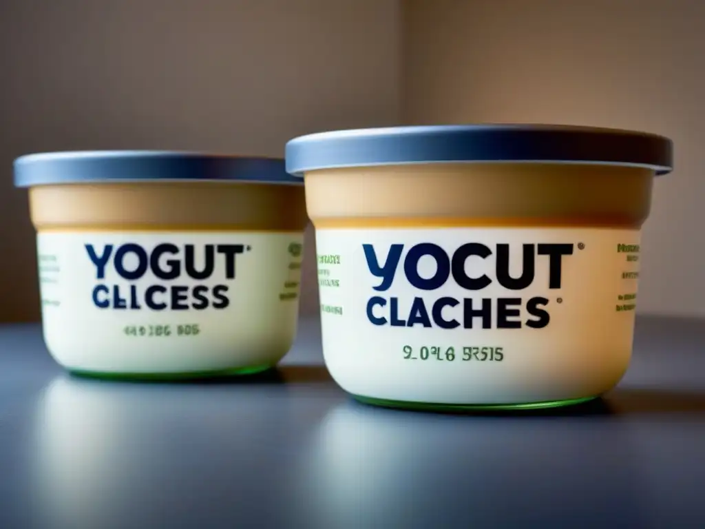 Dos envases de yogur: uno reutilizable y elegante, el otro desechable con impacto ambiental evidente