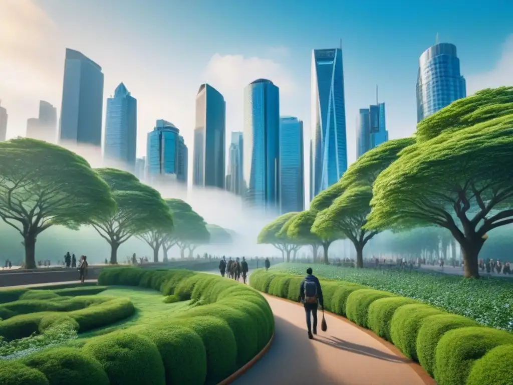 Un equilibrio entre naturaleza y ciudad en imagen 8k integración naturaleza planificación urbana sostenible