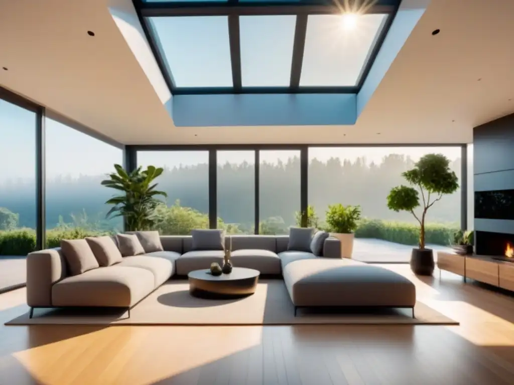 Espacio elegante con integración de productos solares para una vida sostenible en casa