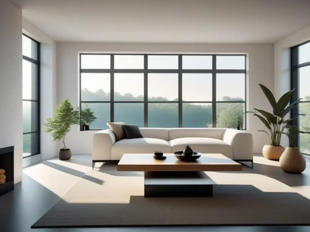 Espacio minimalista sostenible con muebles modernos y decoración cuidadosamente seleccionada