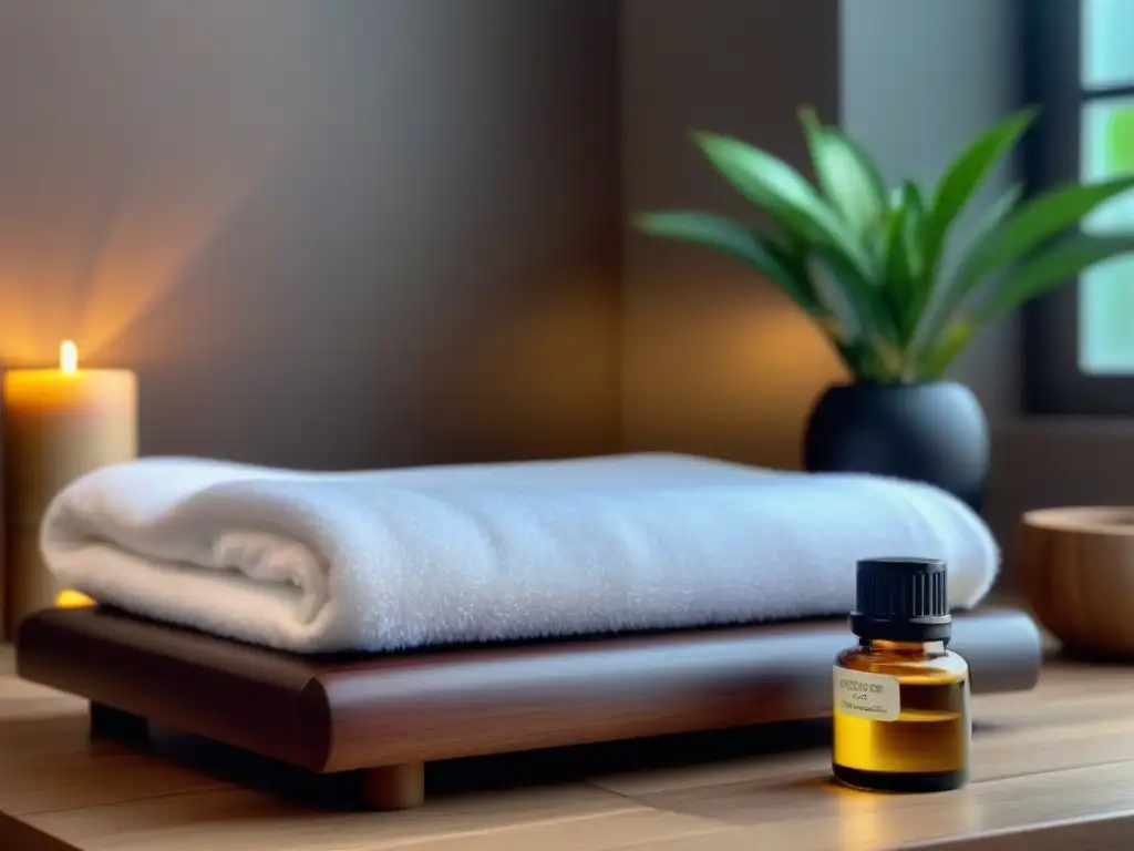 Espacio de spa sereno con diseño moderno y beneficios de aceites esenciales sostenibles