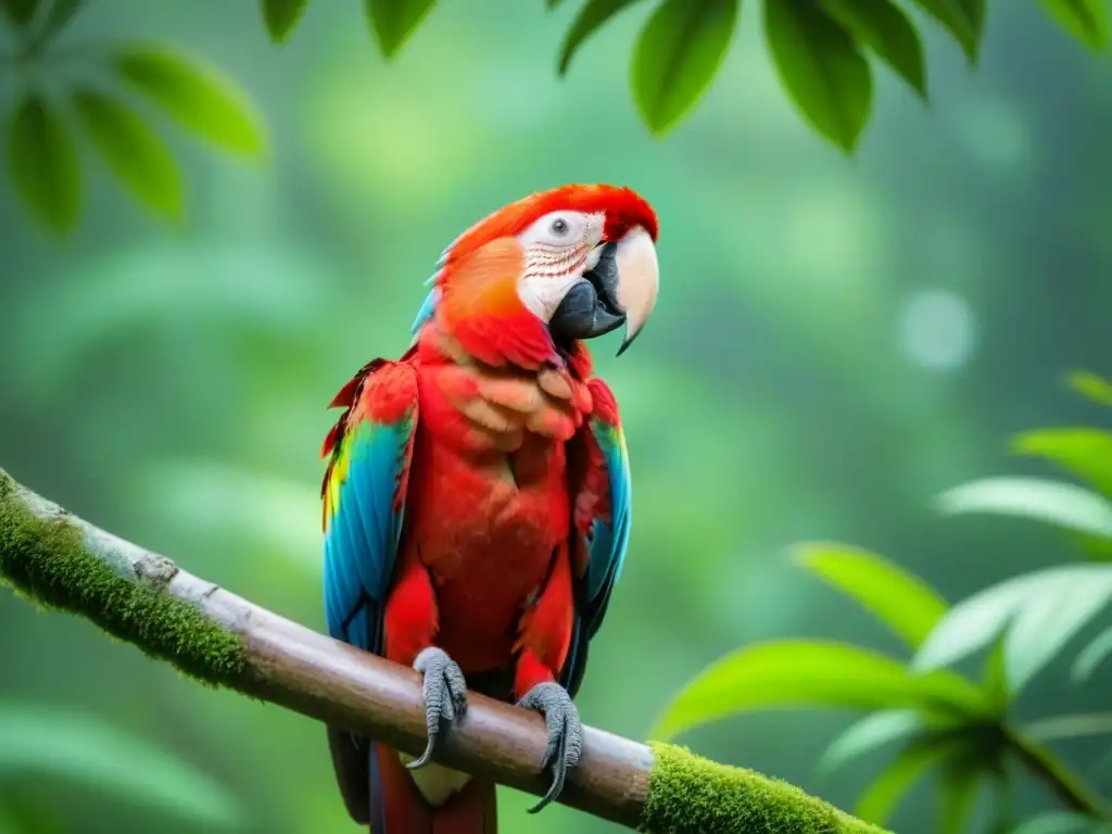 Espectacular guacamayo escarlata en la exuberante selva tropical de Costa Rica