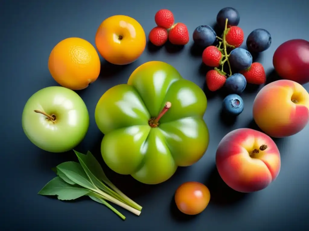 Un estallido de colores y frescura en una composición circular de frutas y verduras