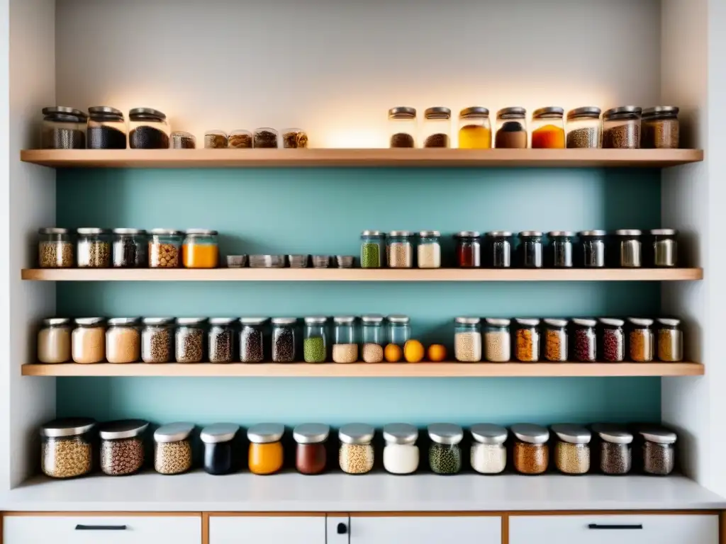 Un estilo de vida Zero Waste se refleja en una cocina moderna y organizada con tarros de vidrio reutilizables