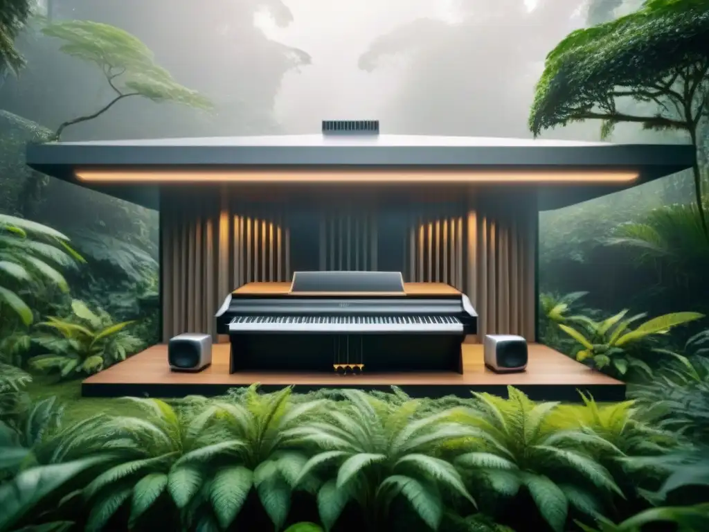 Estudio de música futurista en armonía con la naturaleza