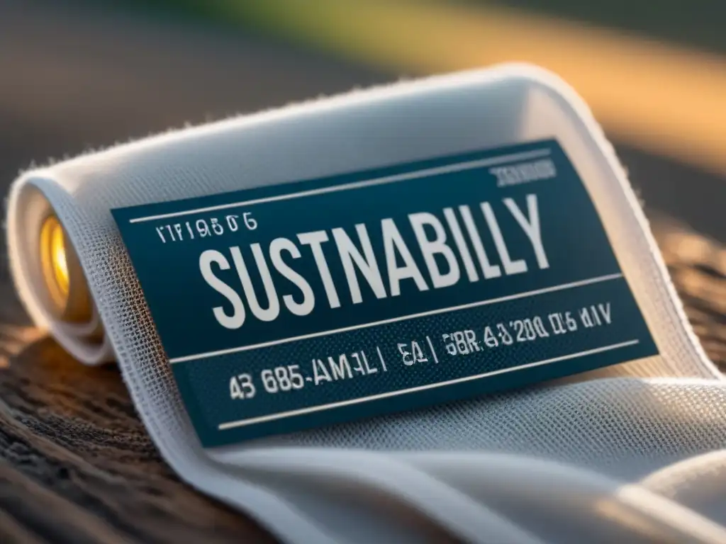 Etiqueta de marca de ropa sostenible transparente con detalles intrincados, en un fondo suave y etéreo simbolizando transparencia y ecoconciencia