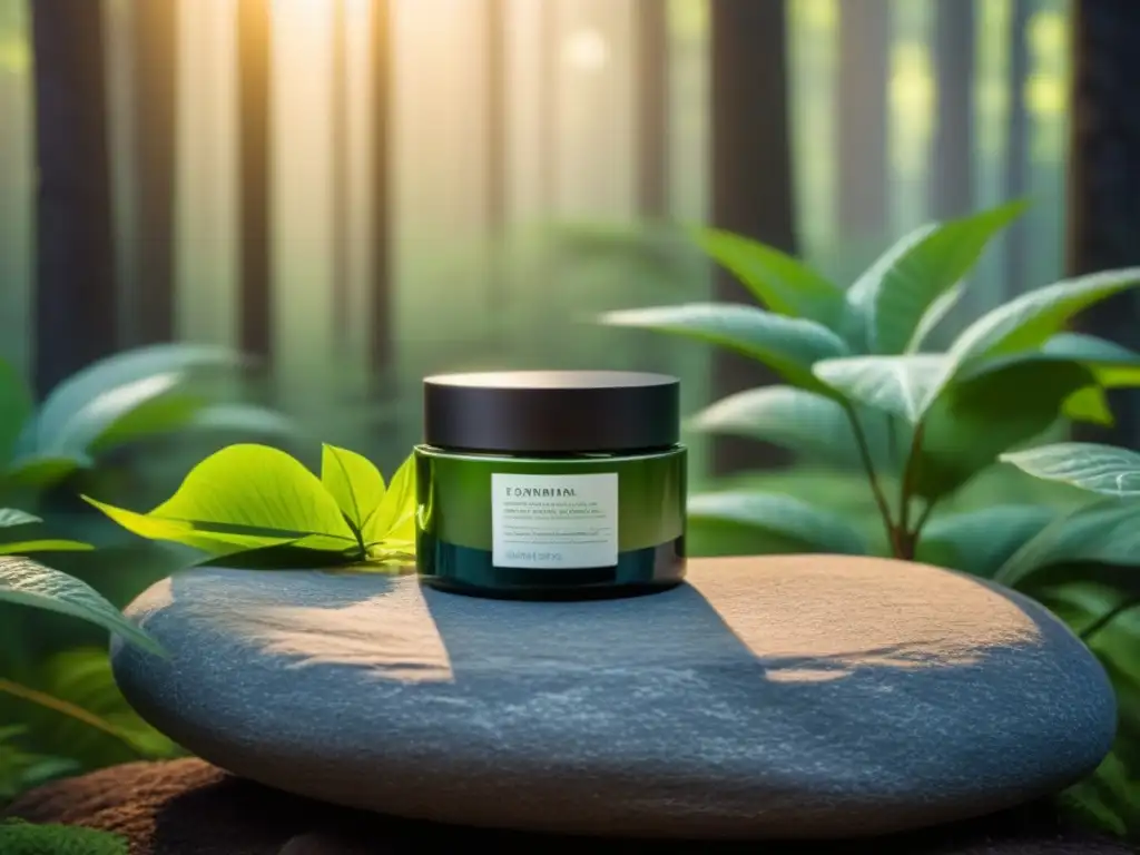 Exfoliante ecofriendly de alta gama en un bosque verde y soleado