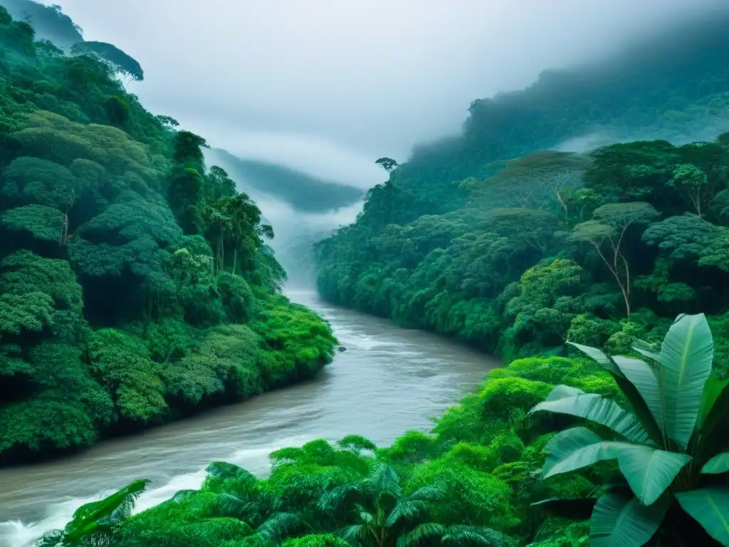 Experiencias sostenibles en eco lodges de la selva, con río sereno y exuberante vegetación