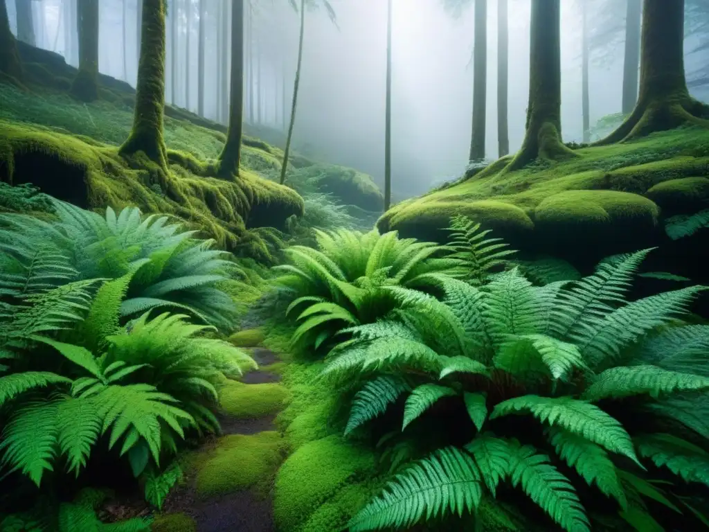 Bosque virgen con exuberante dosel verde y arroyo cristalino, transmitiendo armonía con la naturaleza