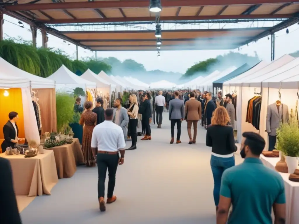 Una feria de moda sostenible 2023 global con vibrantes colores y texturas, productos ecoamigables y diseño ecoconsciente