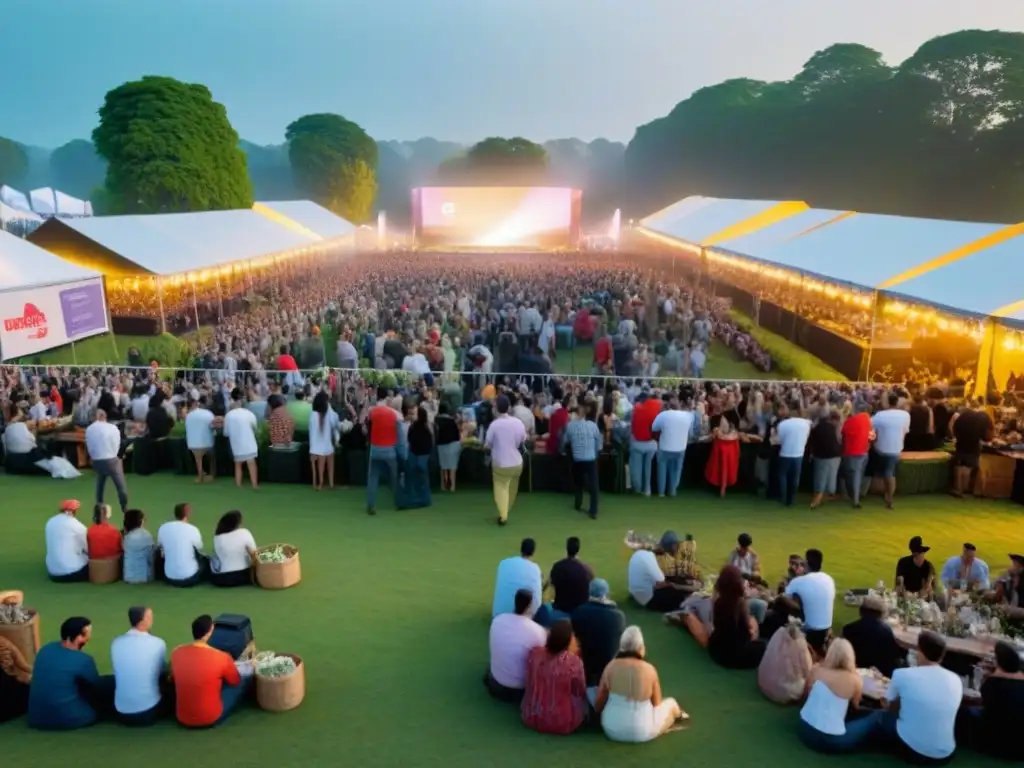 Festival sostenible en un mundo ecofriendly: escena vibrante de un festival de música rodeado de naturaleza y comunidad diversa