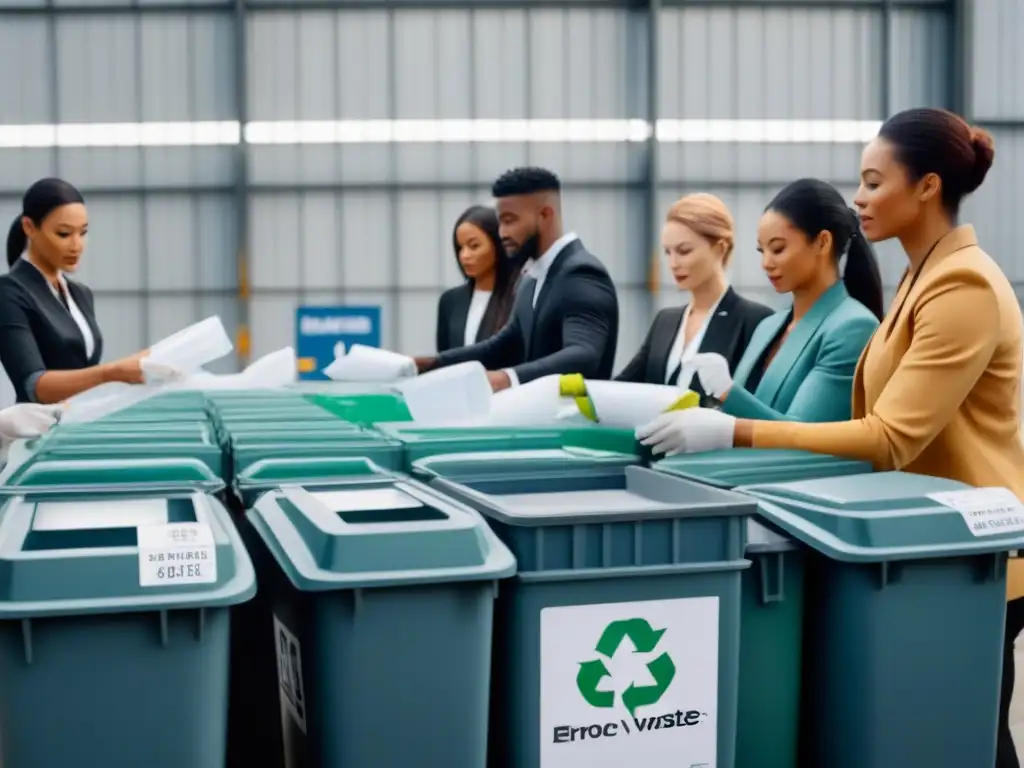 Un futuro sostenible: Grupo diverso clasifica materiales reciclables en moderna planta