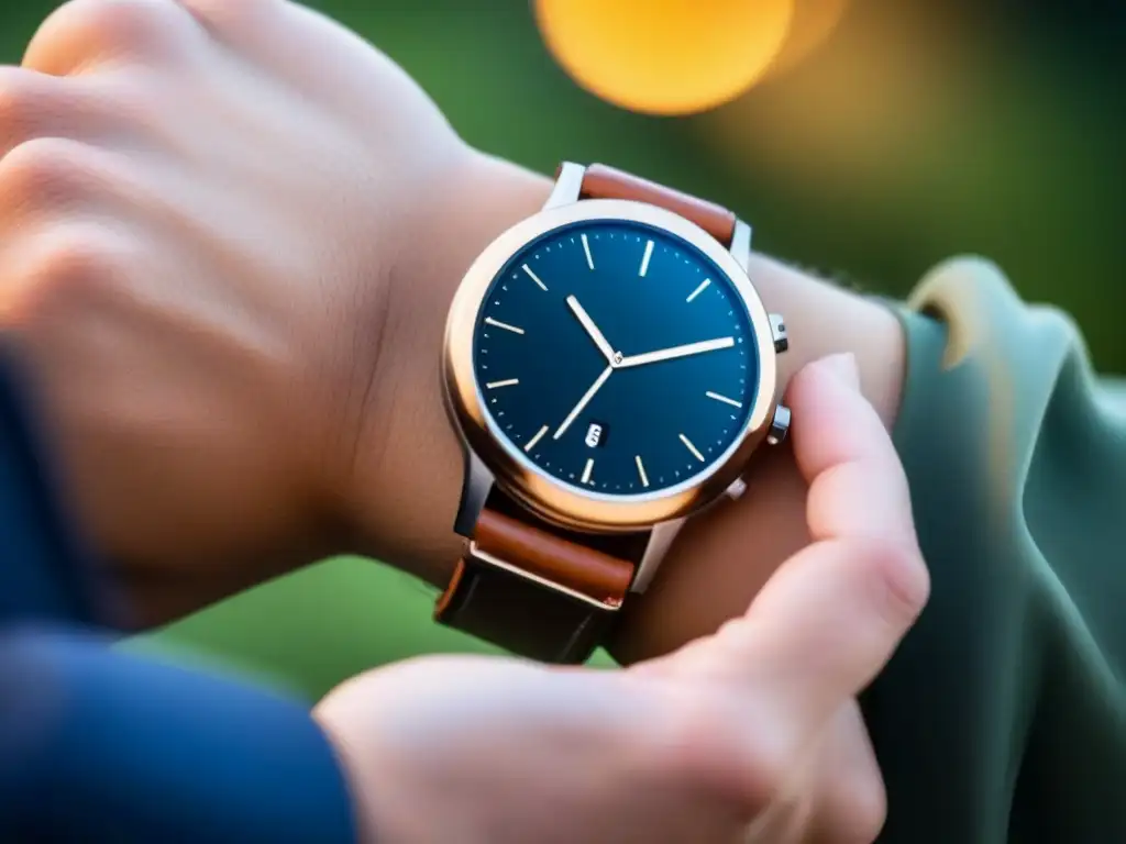 Transformación de gadgets hacia sostenibilidad: Reloj inteligente de lujo con materiales ecofriendly en diseño minimalista y elegante