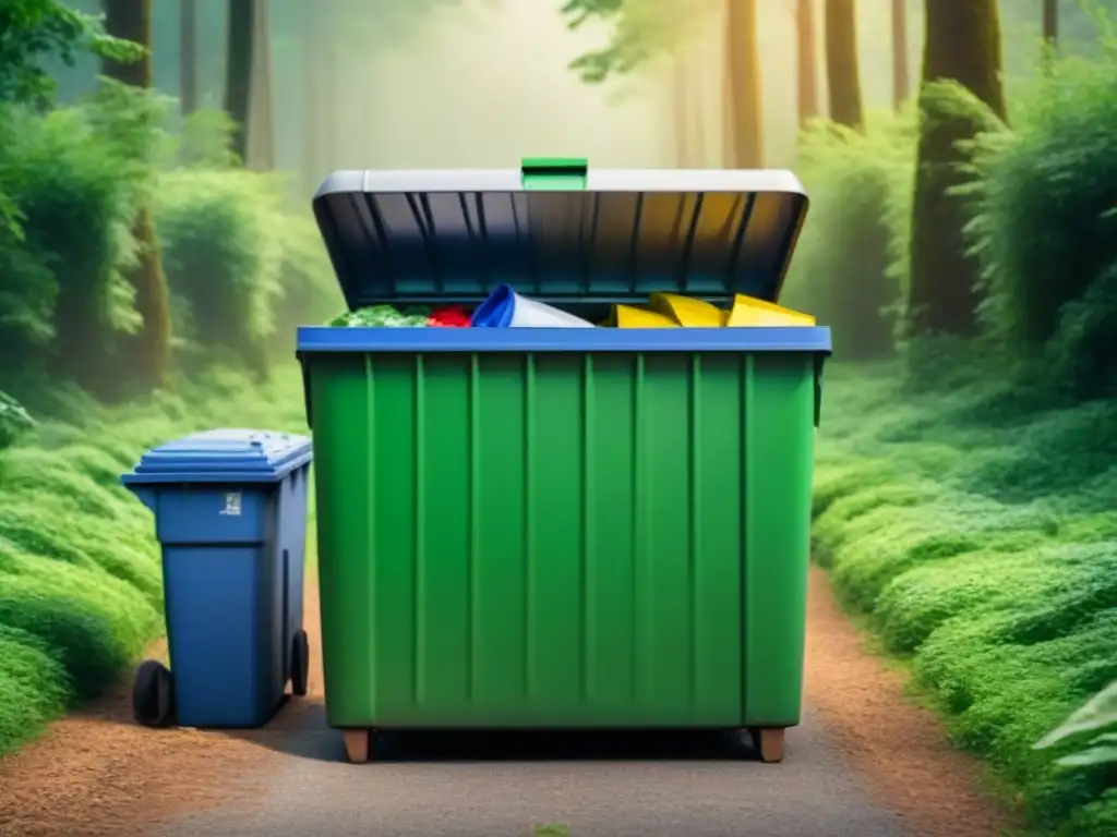 Colaboración global en Gestión de residuos sostenible con diversidad de personas reciclando en un bosque verde