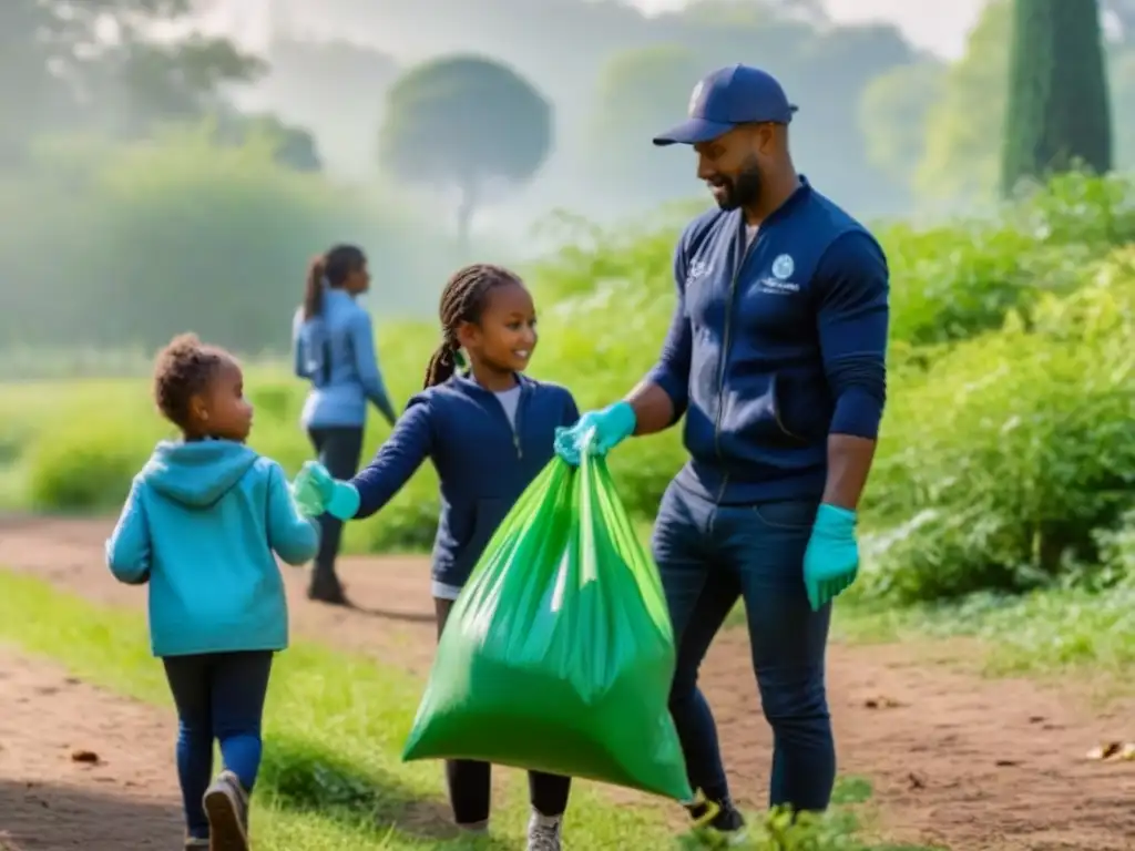 Grupo diverso recoge basura en parque