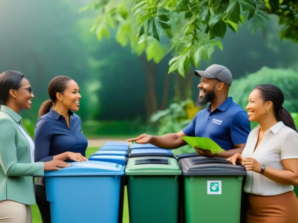Colaboración educativa por un futuro sostenible Un grupo diverso de educadores promoción prácticas sostenibles colaborando en un entorno verde y ecológico