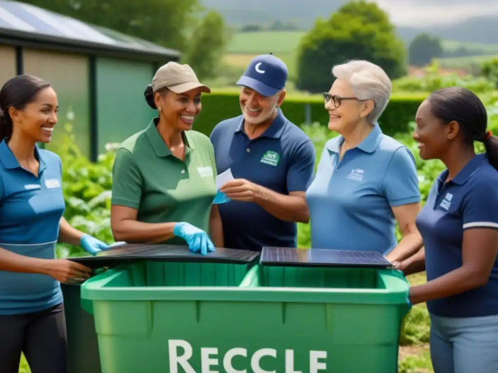 Un grupo diverso recicla juntos en armonía en una comunidad sostenible