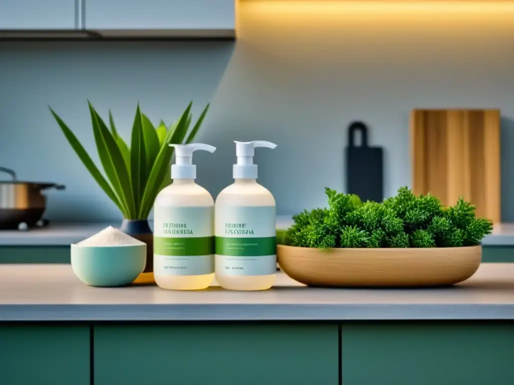 Un hogar moderno con productos ecológicos en una cocina minimalista