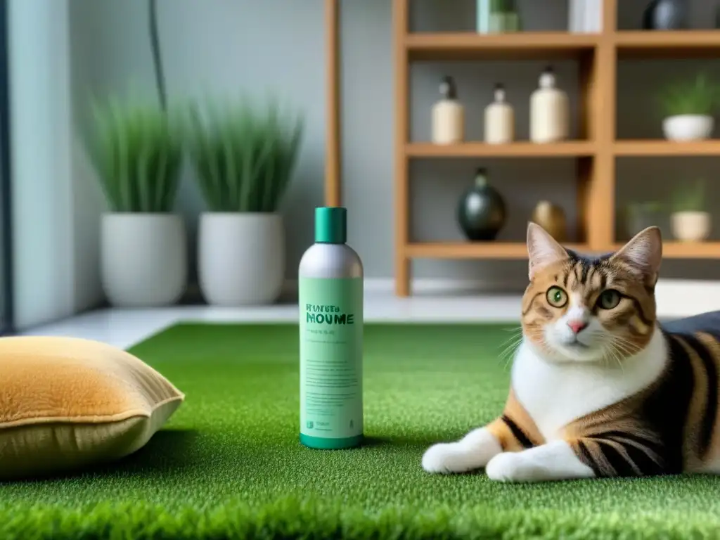 Un hogar sostenible y armonioso con productos de limpieza ecológicos y mascota feliz