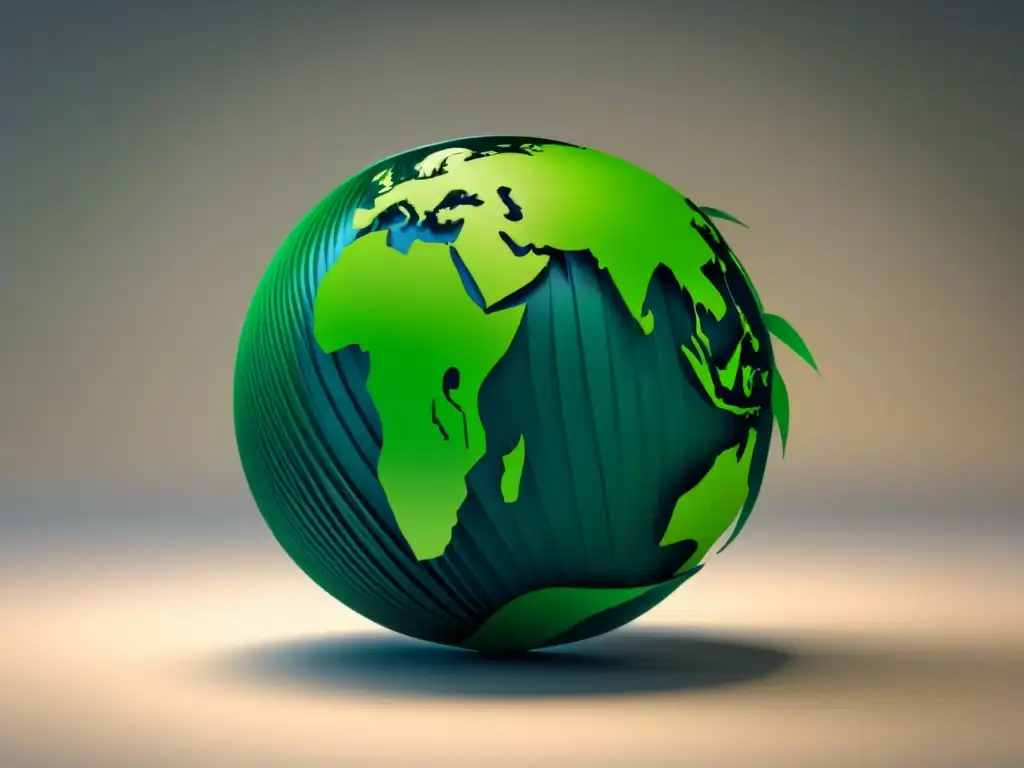 Un icono de globo minimalista hecho de flechas verdes recicladas, simbolizando comunidades globales zero waste online