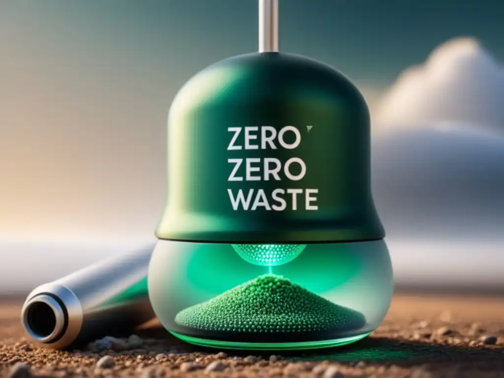 Una ilustración minimalista que resalta la estructura de un producto zero waste inspirado en nanotecnología