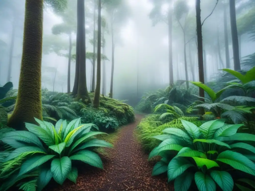 Imagen detallada de un exuberante ecosistema forestal, resaltando la importancia de la biodiversidad local y la conciencia ambiental