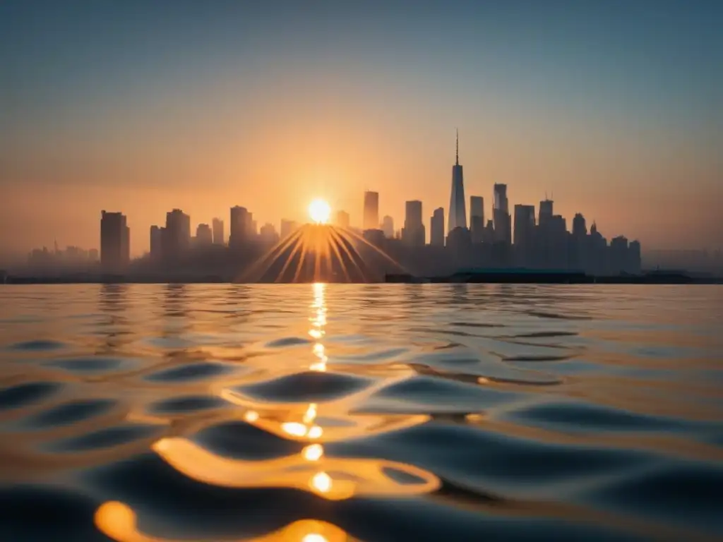 Una imagen impactante de la ciudad bajo una ola de calor, reflejando las consecuencias del cambio climático en la salud pública