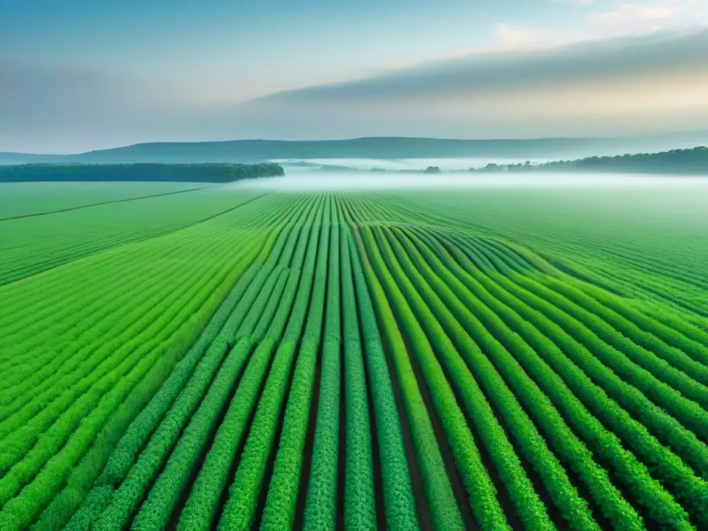 Paisaje agrícola: armonía entre humanos y naturaleza Una imagen impactante de corredores biológicos en paisajes agrícolas, conectando bosques con campos verdes