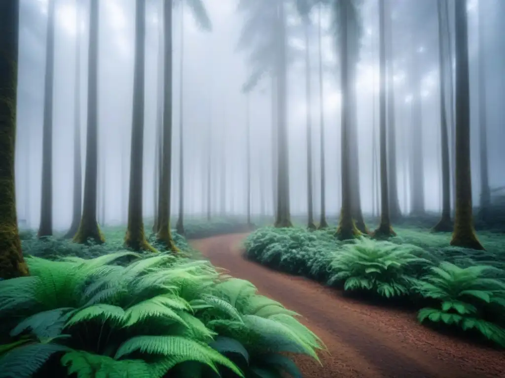 Imagen serena de un bosque verde exuberante, destacando la belleza del turismo sostenible en la lucha contra el cambio climático