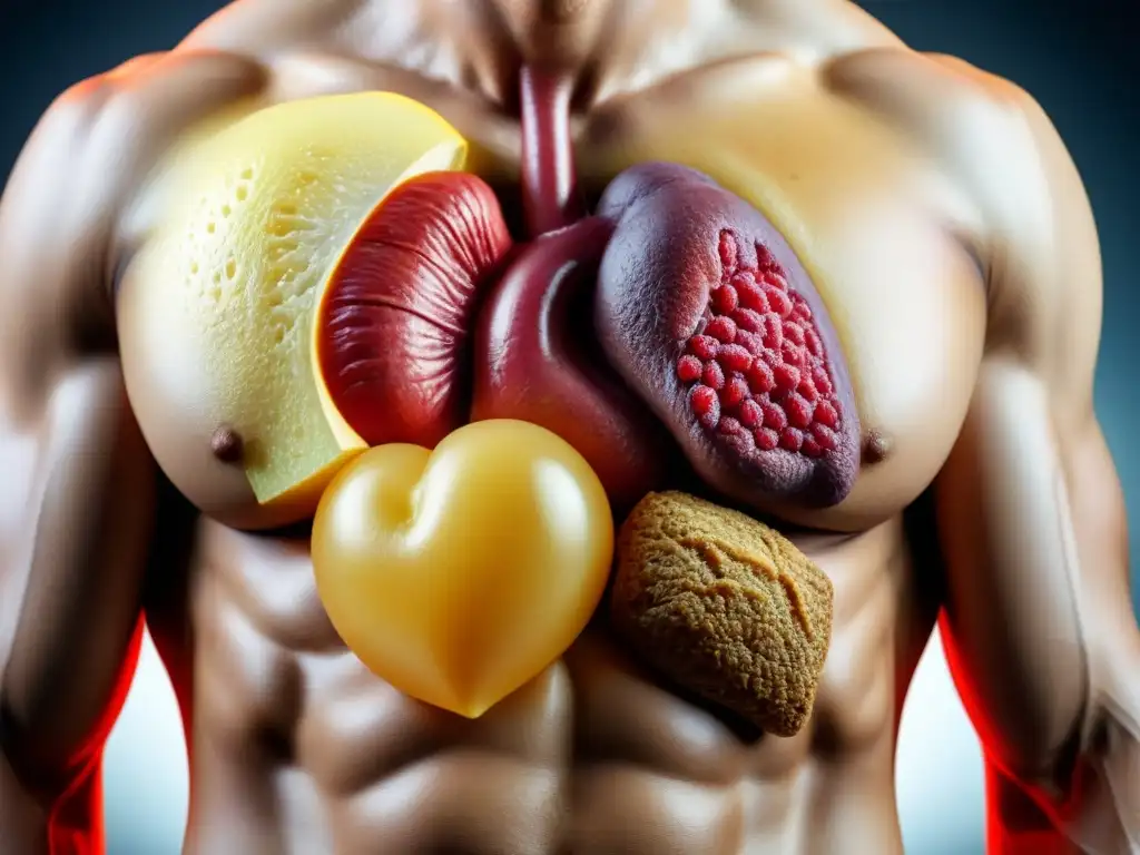 Impactante ilustración detallada del impacto de la dieta sostenible alimentos procesados en órganos vitales humanos