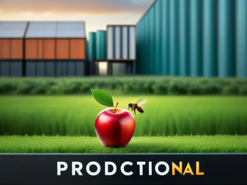 Comparación impactante: manzana convencional rodeada de contaminación vs manzana ecológica en entorno natural