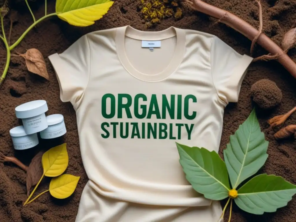 Descomposición sostenible: moda biodegradable en armonía con la naturaleza Importancia de la biodegradabilidad en moda: Prenda descomponiéndose en entorno natural, rodeada de elementos sostenibles