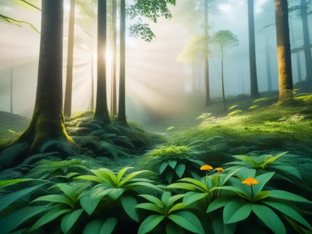 Un impresionante bosque próspero en una composición clásica de naturaleza sostenible