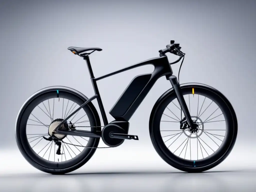 Innovaciones bicicletas eléctricas sostenibles: Bicicleta eléctrica moderna en negro mate con pantalla digital futurista