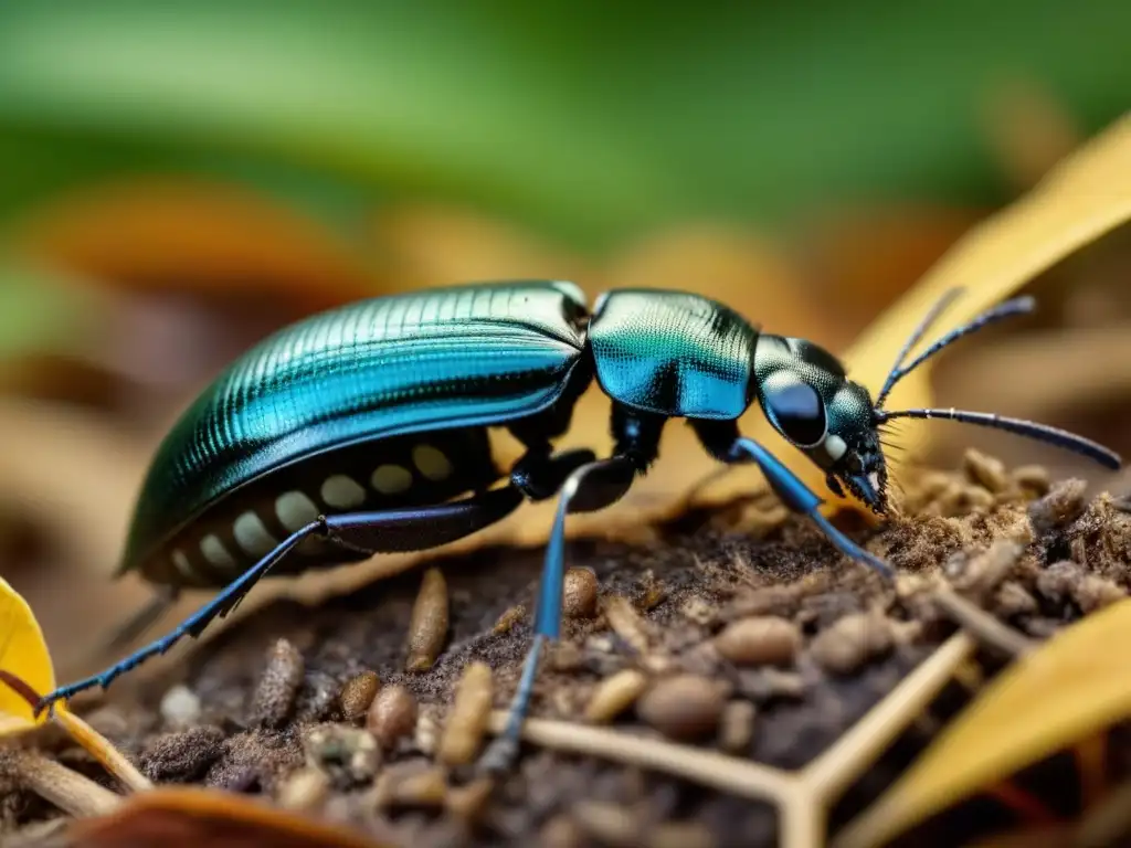 Insectos en la descomposición de residuos: Detalles impresionantes de insectos descomponiendo materia orgánica en una imagen de alta resolución