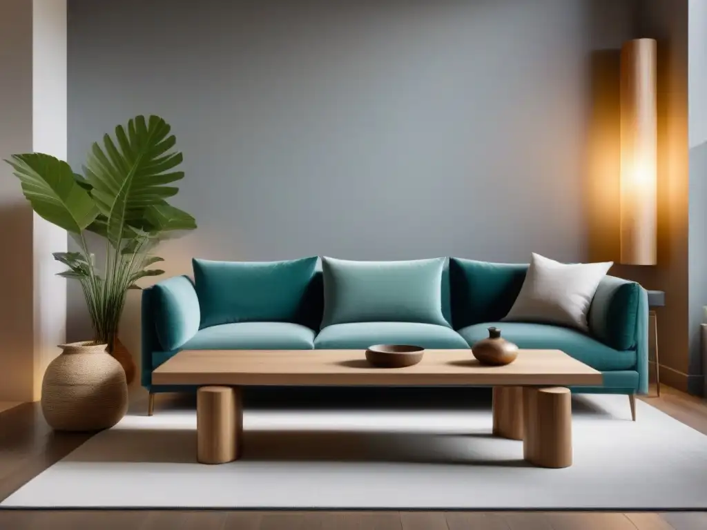 Inspirador diseño interior zero waste con muebles minimalistas y decoración ecológica en tonos terrosos