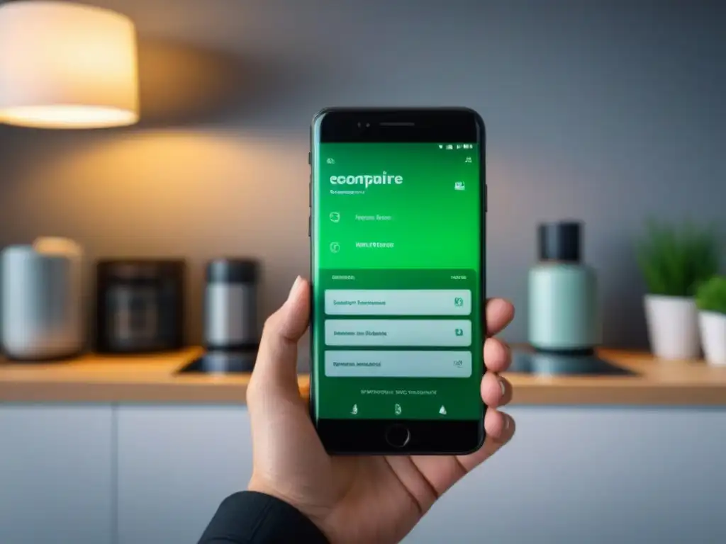 Interfaz de app de productos ecológicos para el hogar en smartphone moderno