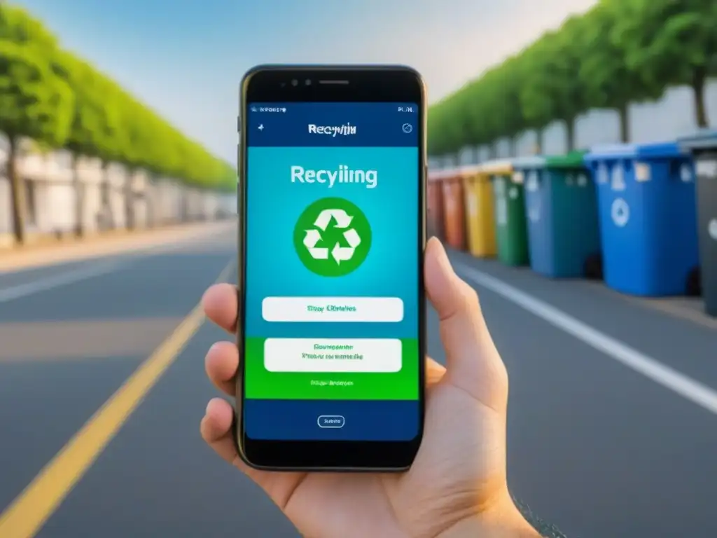 Interfaz app reciclaje con colores vibrantes y funciones intuitivas para plataformas reciclaje comunidad sostenible