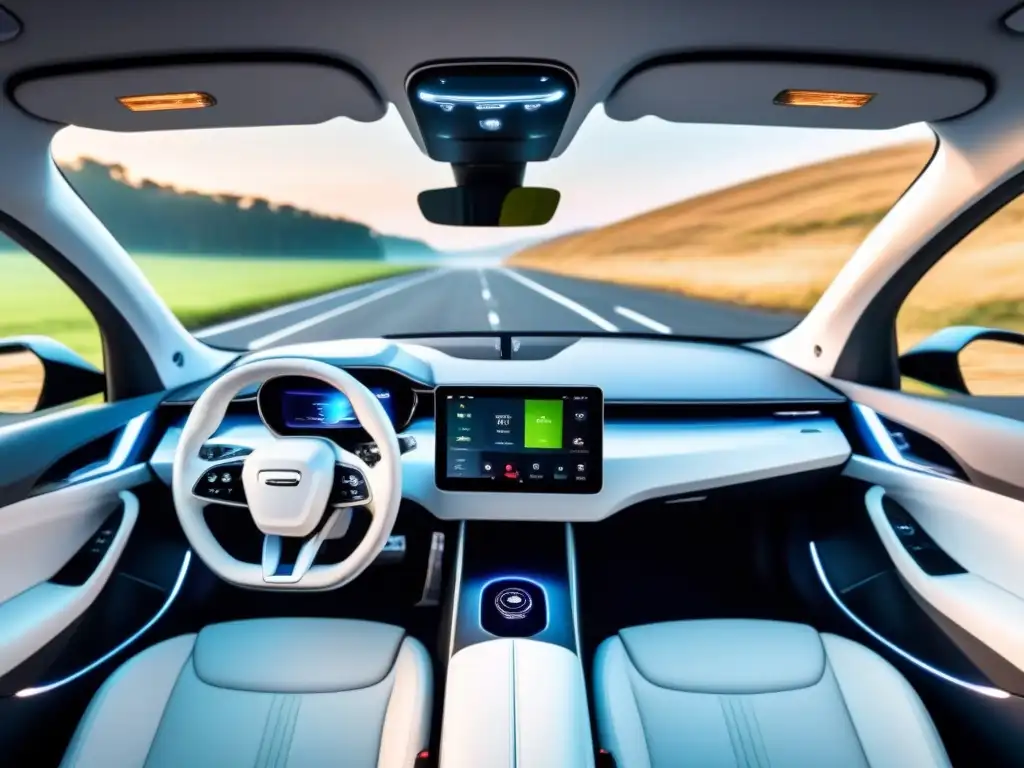 Interior futurista de coche eléctrico con IA integrada